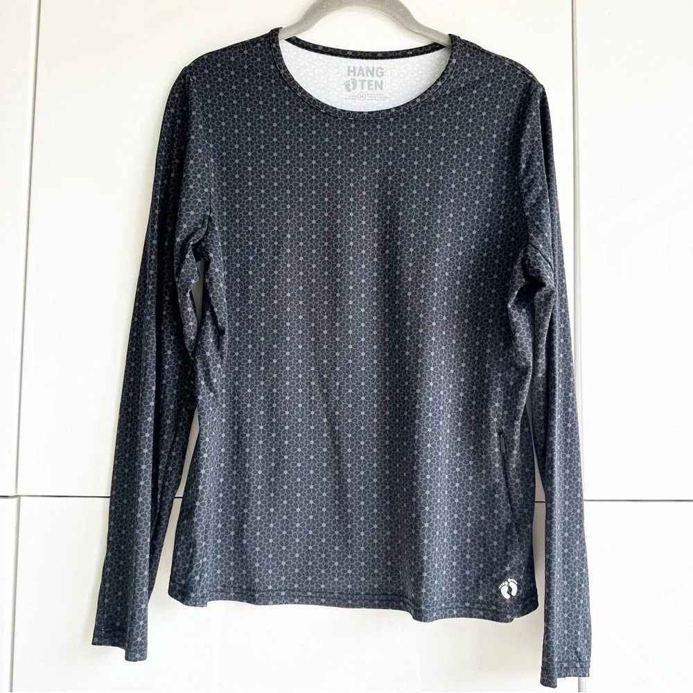 Hang Ten Women’s Long Sleeve Sun Tee UPF 50+ Black Size Medium